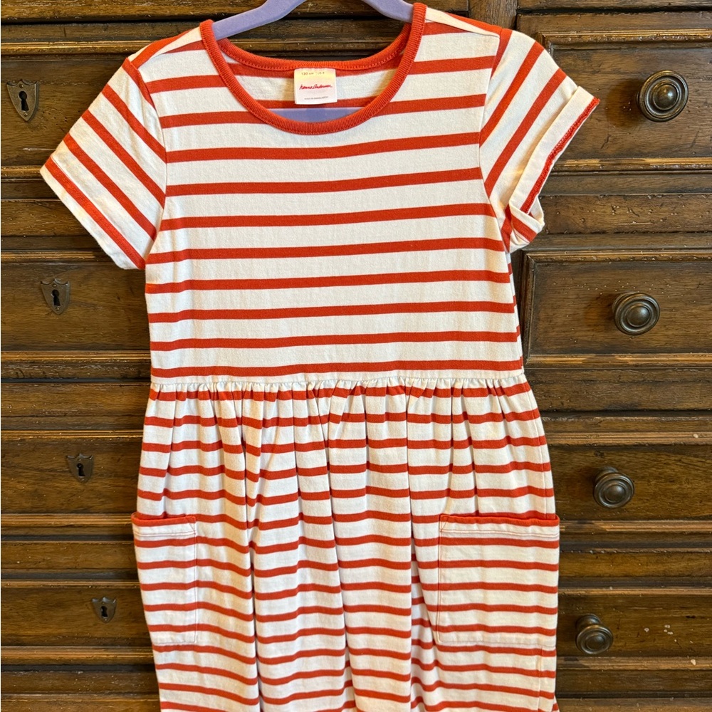 Hanna Andersson Red and White Striped Dress sz 8
